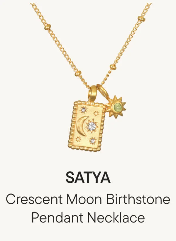 Crescent Moon Birthstone Pendant Necklace
