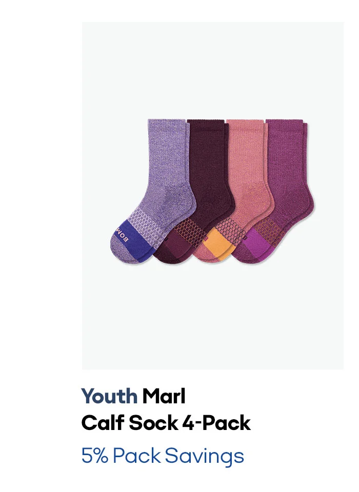 Youth Marl Calf Sock 4-Pack 5% Pack Savings