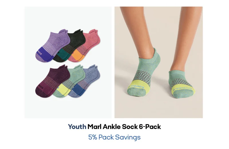 Youth Marl Ankle Sock 6-Pack 5% Pack Savings