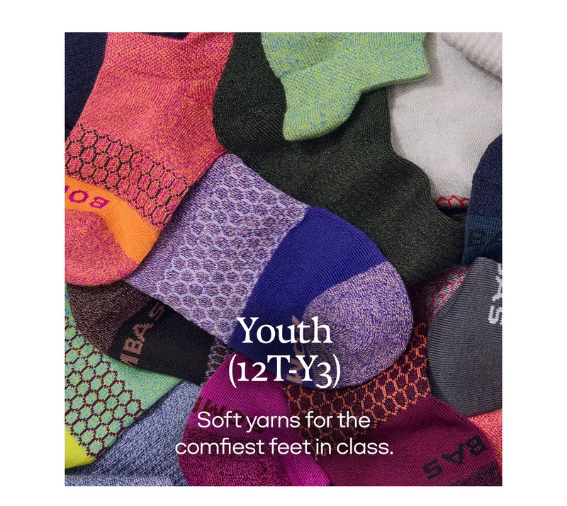 Youth (12T-Y3). Soft yarns for the comfiest feet in class.