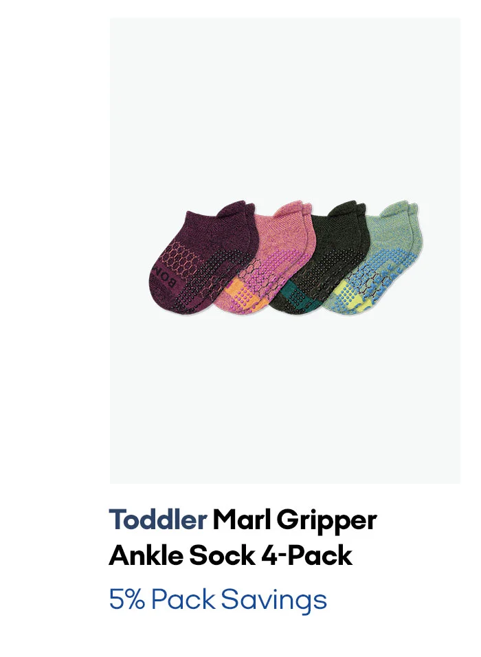 Toddler Marl Gripper Ankle Sock 4-Pack 5% Pack Savings