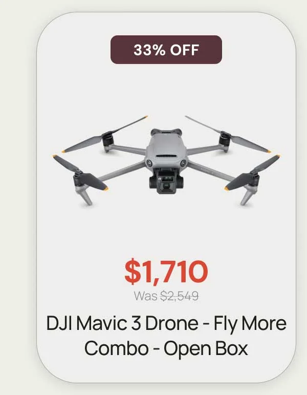 33% Off - $1710 was $2549 DJI Mavic 3 Drone - Fly More Combo - Open Box