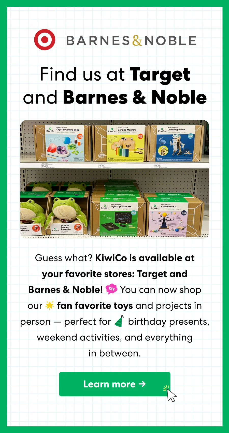 Find us at Target and Barnes & Noble