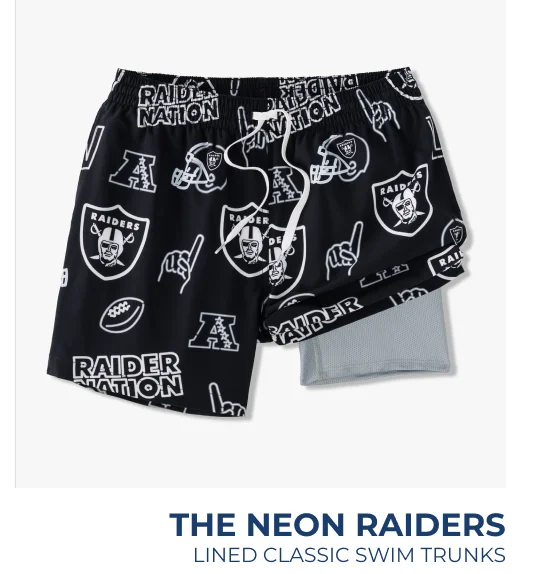Lined Classic Swim Trunks: The Neon Raiders