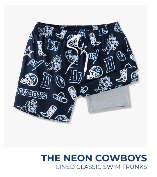 Lined Classic Swim Trunks: The Neon Cowboys