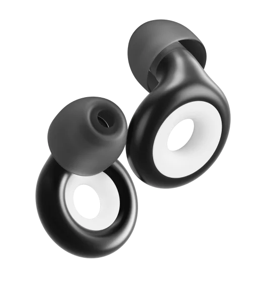 A pair of Black Loop Experience 2 Plus earplugs.