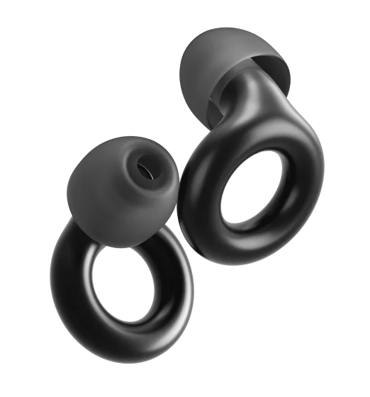 A pair of Black Loop Experience 2 earplugs.