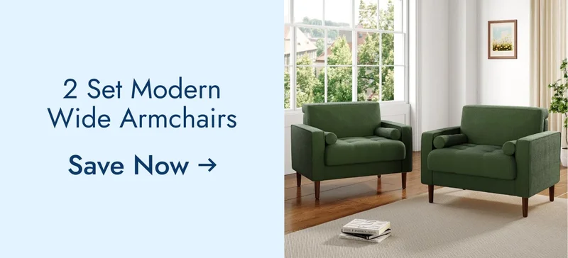2 Set Modern Wide Armchair Corduroy Accent Chairs