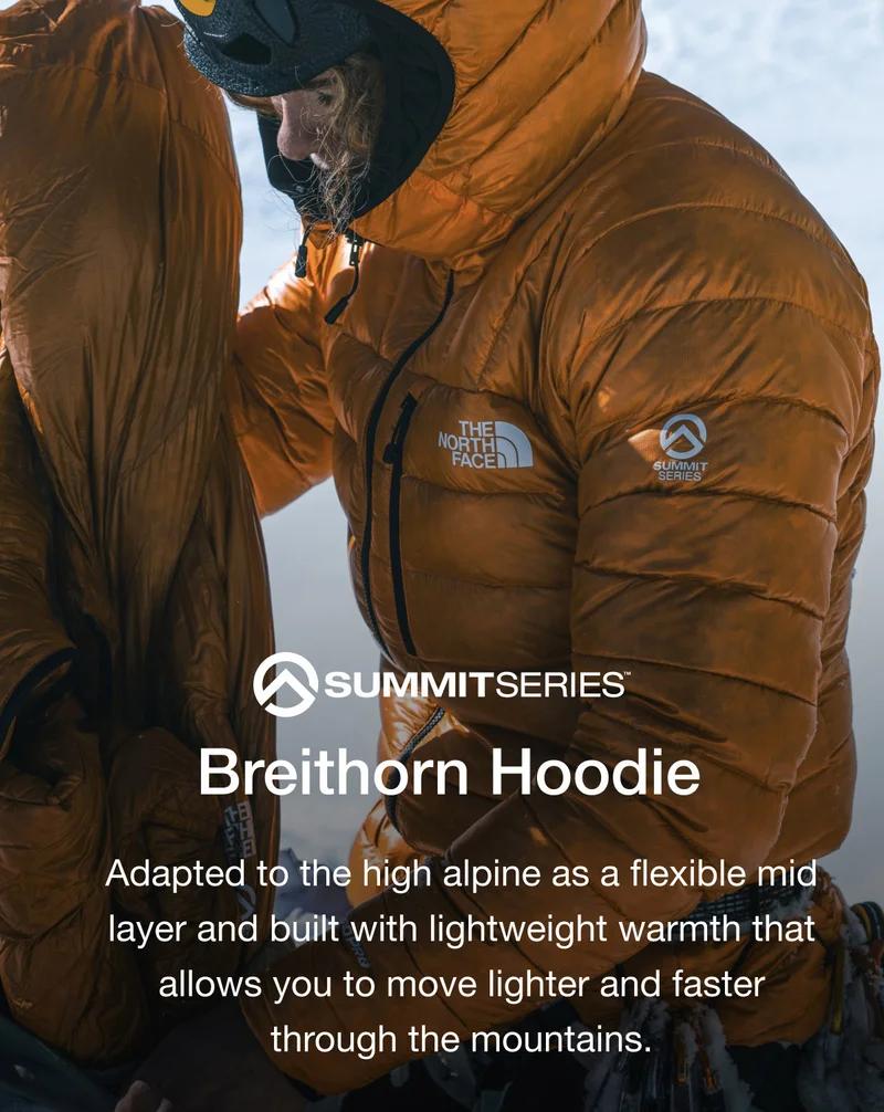 Breithorn Hoodie. Adapted to the high alpine as a flexible mid layer and built with lightweight warmth that allows you to move lighter and faster through the mountains.