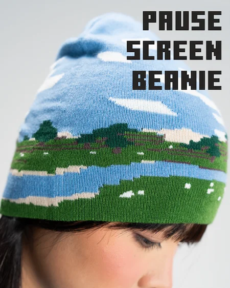 Close up on Cool Shirtz' Pause Screen Beanie