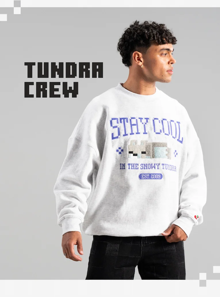 TUNDRA CREW (pic of male model with neutral facial expressionwearing Cool Shirtz' The Tunda Crew)