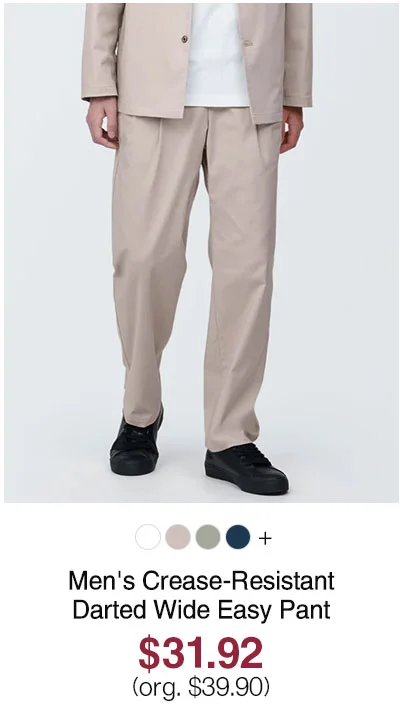 Shop Men's Crease-Resistant Darted Wide Easy Pants