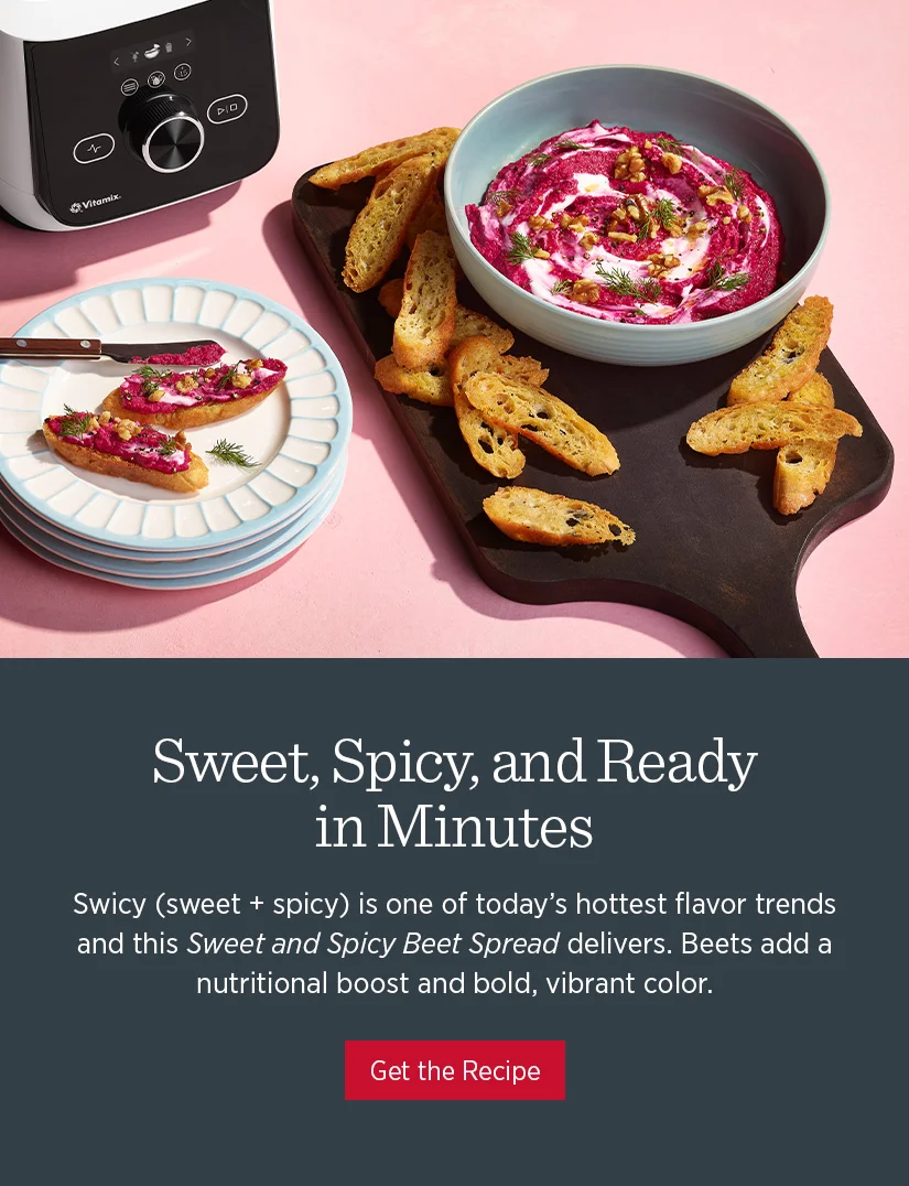 Sweet, Spicy, and Ready in minutes. Swicy (sweet + spicy) is one of today's hottest flavor trends and this Sweet and Spicy Beet Spread delivers. Beets add a nutritional boost and bold, vibrant color.