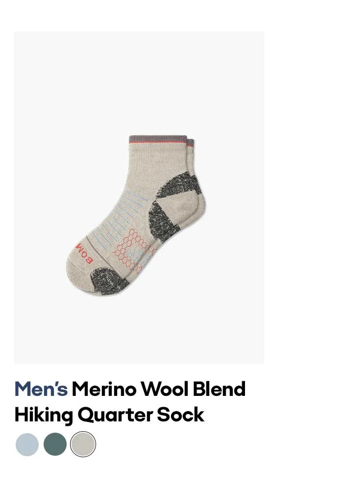 Men's Merino Wool Blend Hiking Quarter Sock