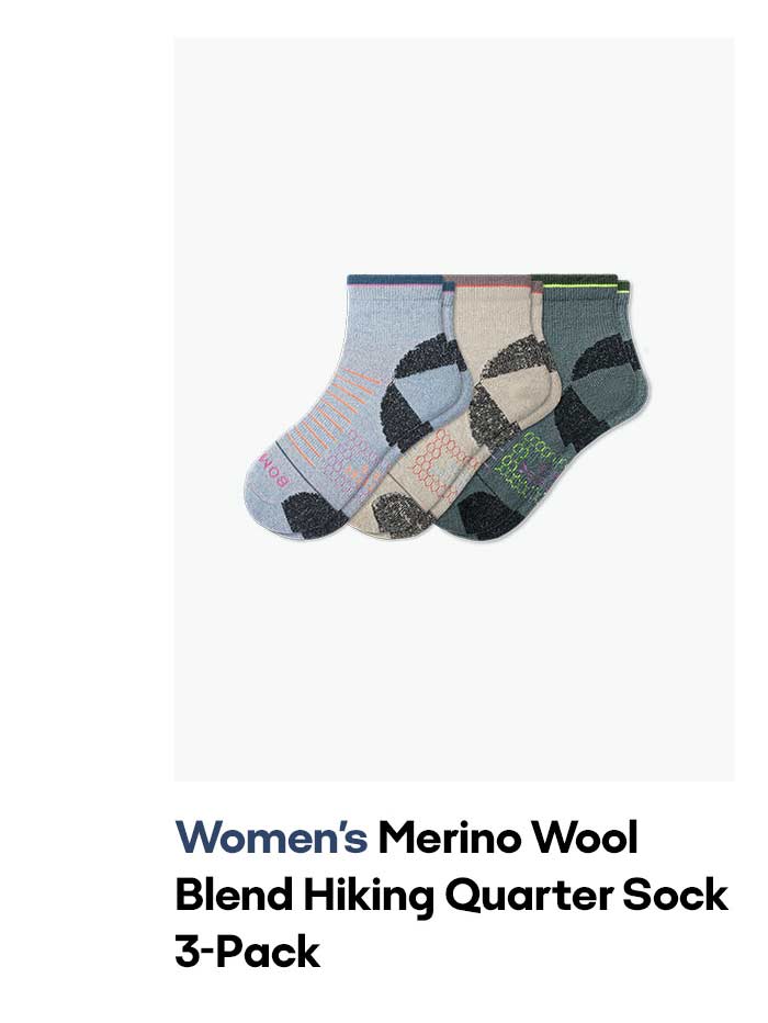 Women's Merino Wool Blend Hiking Quarter Sock 3-Pack