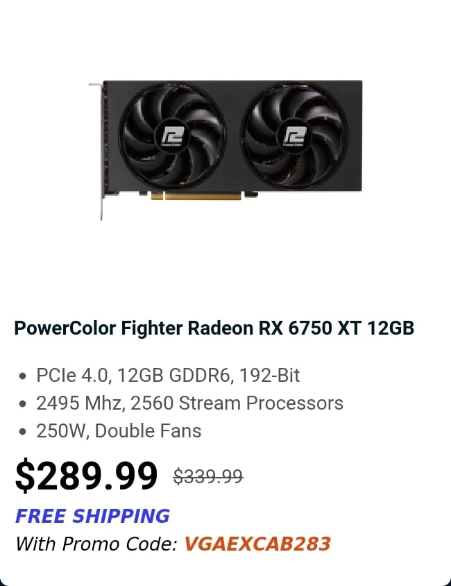 PowerColor Fighter Radeon RX 6750 XT 12GB