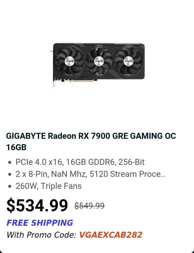 GIGABYTE Radeon RX 7900 GRE GAMING OC 16GB