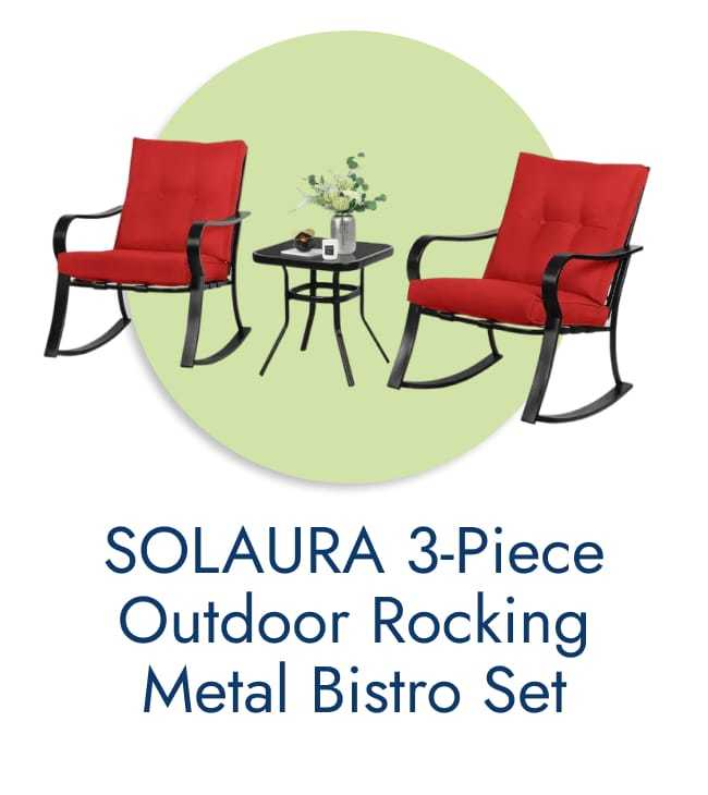 SOLAURA 3-Piece Outdoor Rocking Metal Bistro Set