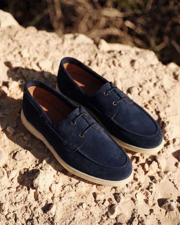 Compass Boat Shoe in Navy Suede | Shop Now