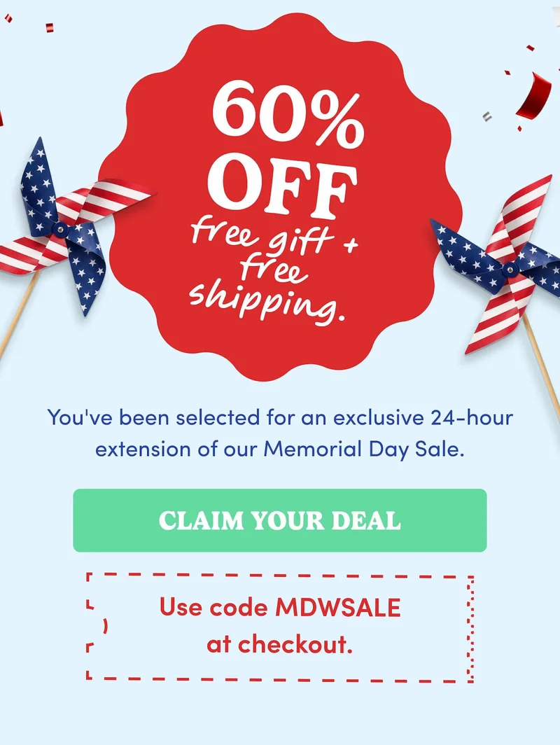 Memorial Day Sale: 60% OFF