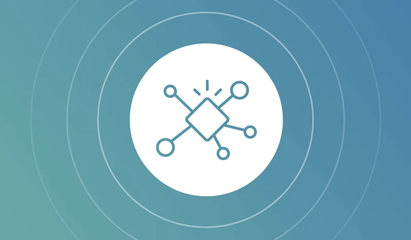 An icon with circles around it representing artificial intelligence.