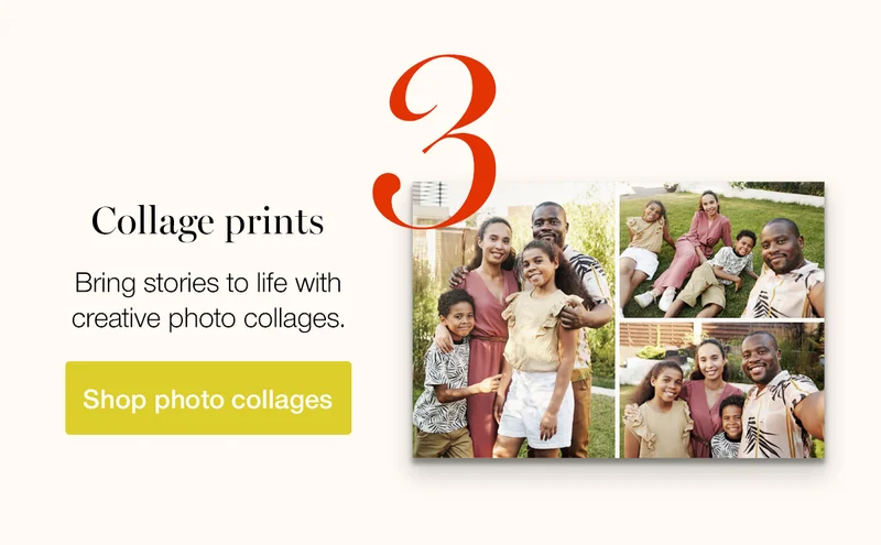 Collage prints. Bring stories to life with creative photo collages.