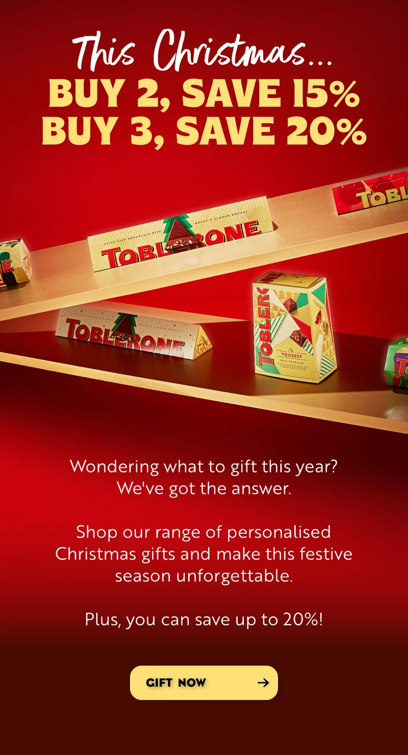 Buy 2, save 15%. Buy 3, save 20%! Wondering what to gift this year?  We've got the answer.  Shop our range of personalised Christmas gifts and make this festive season unforgettable.  Plus, you can save up to 20%!