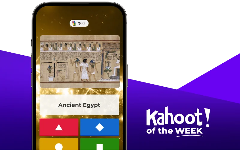 Smartphone displaying a kahoot entitled ''Ancient Egypt''