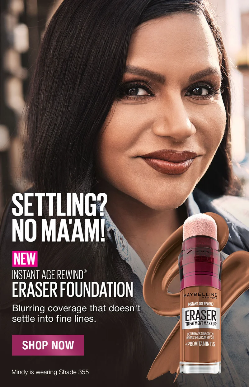 Settling? No Ma'am! NEW Instant Age Rewind Foundation. Mindy is wearing Shade 355