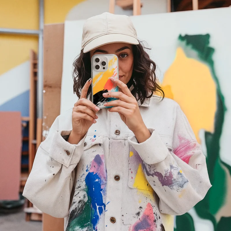 Painter with Painted Phone Case