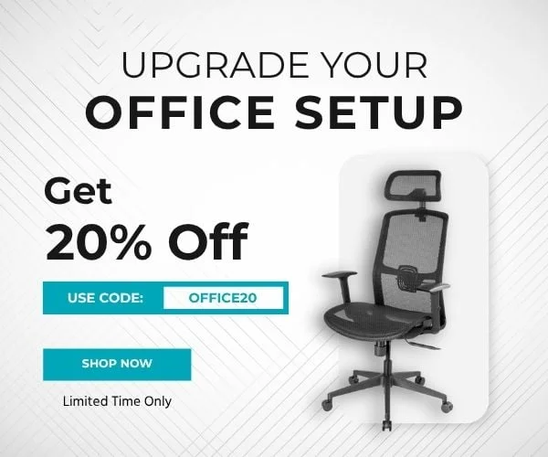 Upgrade Your Office Setup. Get 20% Off. Use Code: discount code. Limited Time Only. Shop Now.