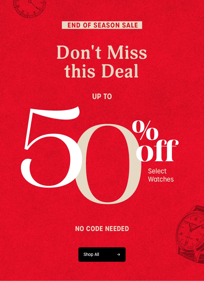 Shop All (50% Off no code needed) - Timex