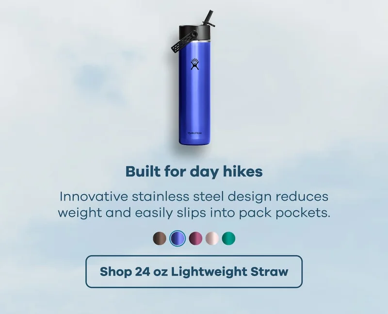 Built for day hikes. Innovative stainless steel design reduces weight and easily slips into pack pockets. | Shop 24 oz Lightweight Straw