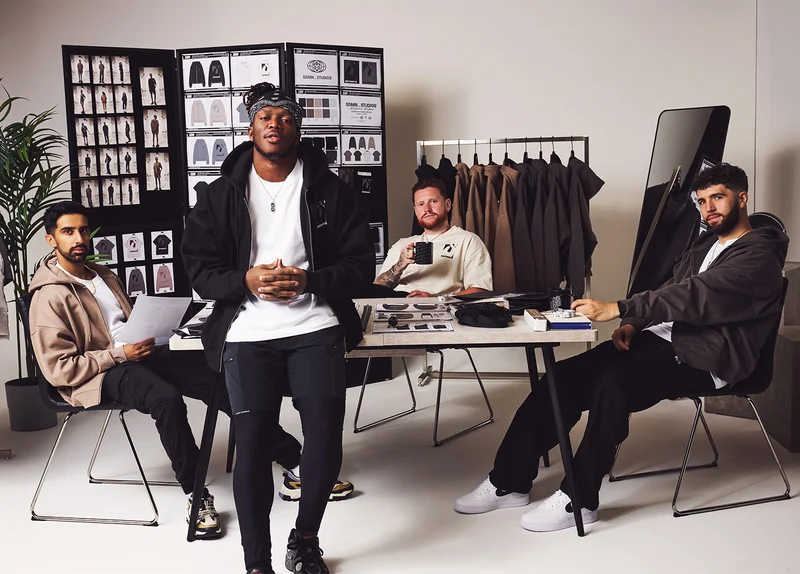 Image of the Sidemen wearing the SDMN Studio products