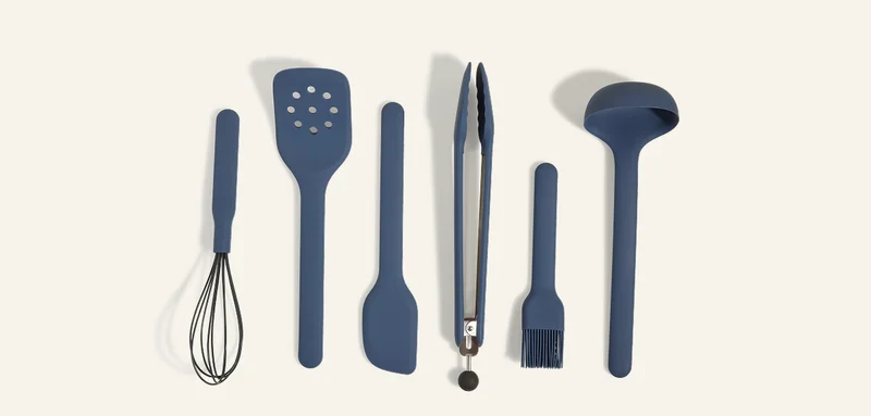 UTENSIL ESSENTIALS Six sturdy tools for whisking, basting, spreading, stirring, and (of course) scooping every last bit of brownie batter from the bowl.