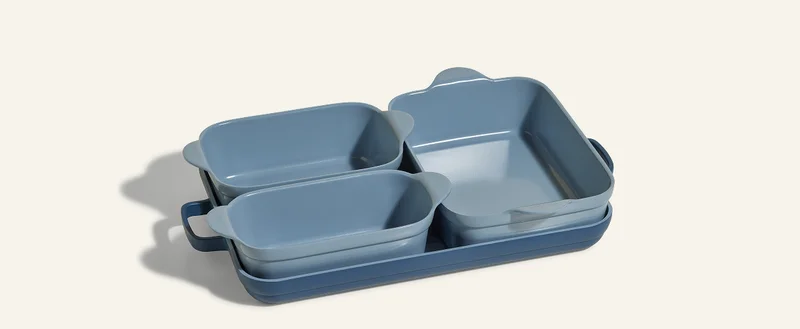 BAKEWARE SET This set has the season's baking, roasting, and griddling needs covered, from gingersnaps to juicy hams and pancakes in pajamas.  SHOP NOW