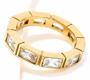 Steel by Diamonique Baguette Eternity Band