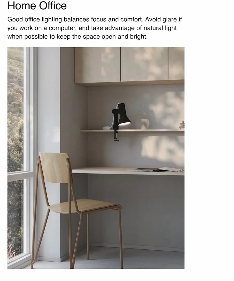 Home Office | Good office lighting balances focus and comfort.