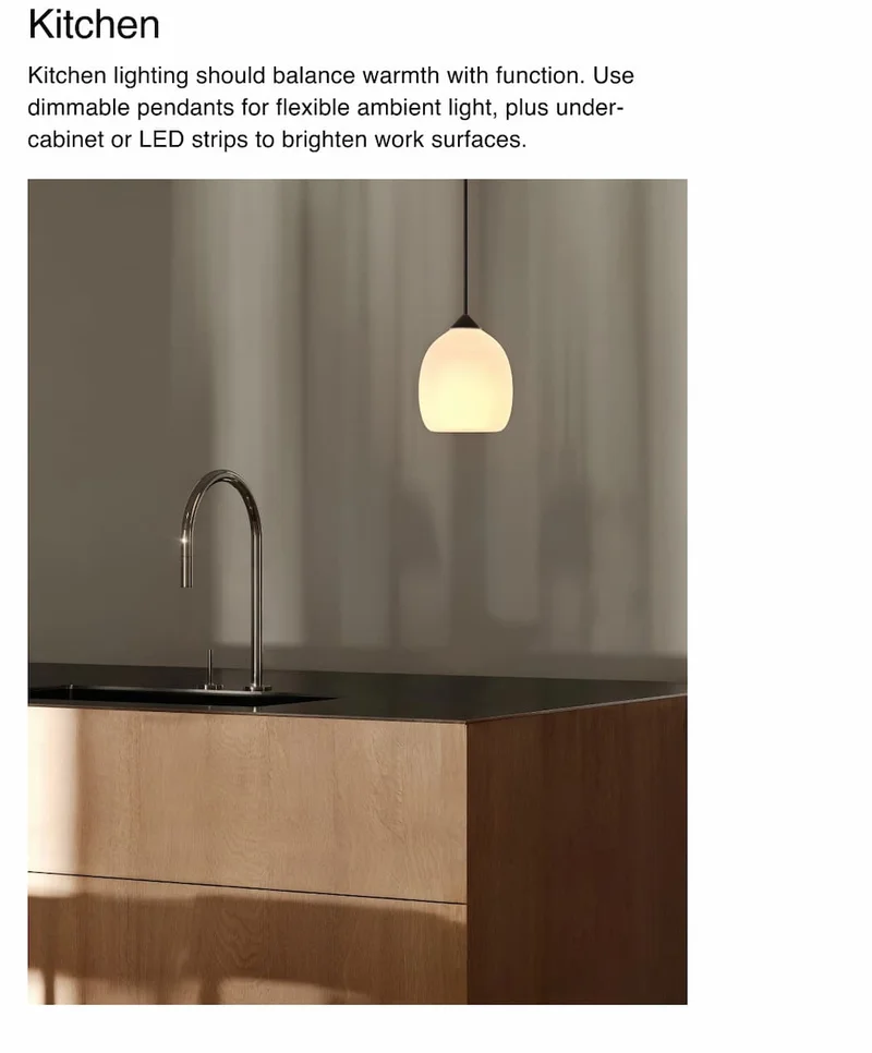 Kitchen | Kitchen lighting should balance warmth with function.
