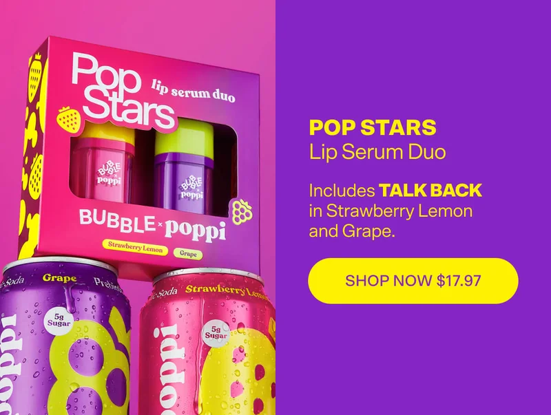 POP STARS Lip Serum Duo [SHOP NOW $17.97]  Includes TALK BACK in Strawberry Lemon and Grape