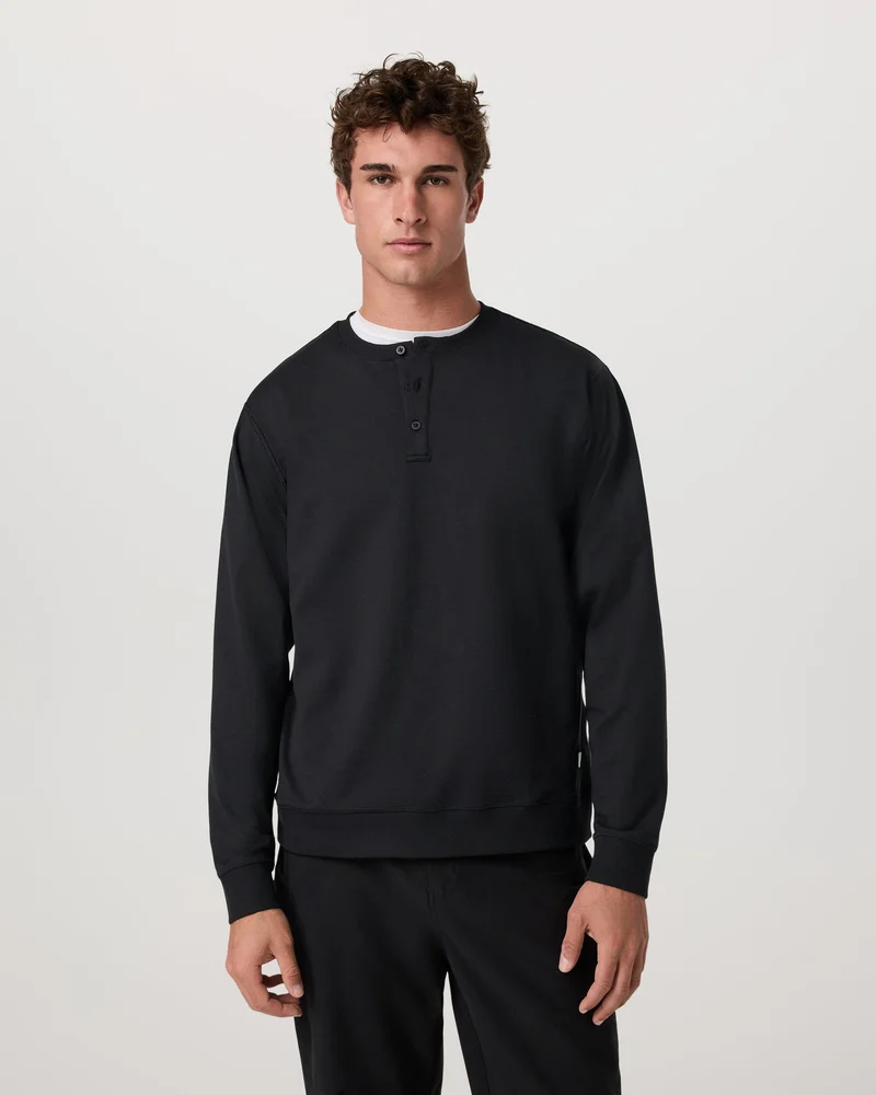 Image of Long Sleeve Coronado Henley - Relaxed Fit | Black Heather