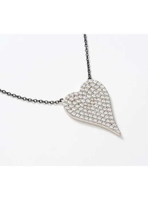 Diamonique x Jennifer Miller Signature Boxed Pave Heart Necklace, Sterl