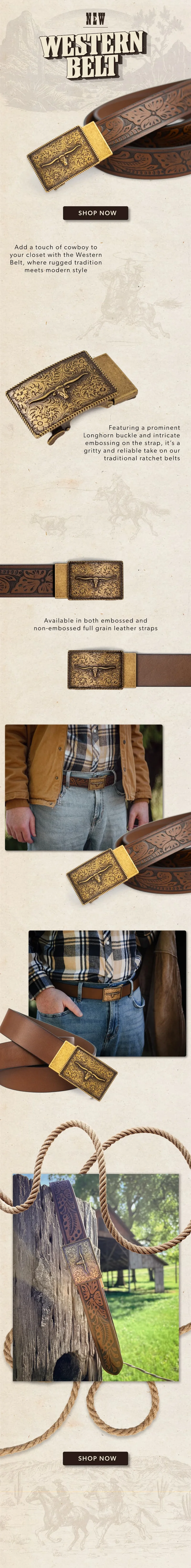 Saddle up! NEW Western Belt 🤠Add a touch of cowboy to your closet, where rugged tradition meets modern style