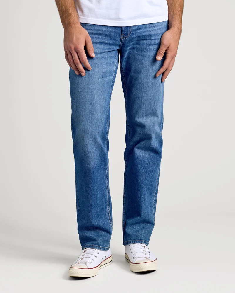 Image of Medium Indigo Wash Straight Authentic Denim Jeans
