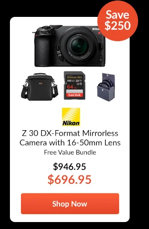 Nikon Z 30 DX-Format Mirrorless Camera with 16-50mm Lens  Free Value Bundle