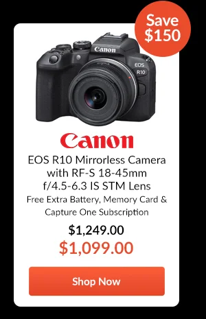 Canon EOS R10 Mirrorless Camera with RF-S 18-45mm f/4.5-6.3 IS STM Lens  Free Extra Battery, Memory Card & Capture One Subscription
