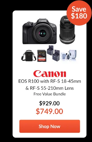Canon EOS R100 with RF-S 18-45mm & RF-S 55-210mm Lens