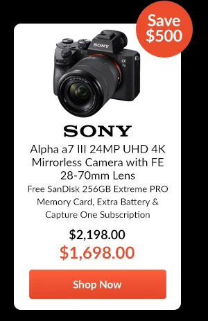 Sony Alpha a7 III 24MP UHD 4K Mirrorless Camera with FE 28-70mm Lens  Free SanDisk 256GB Extreme PRO Memory Card, Extra Battery & Capture One Subscription