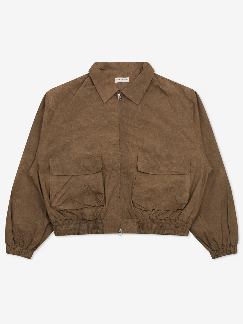 Image of Estudio Niksen Acid Wash Bomber Jacket - Brown