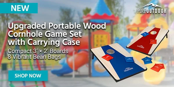Pure Outdoor Upgraded Portable Wood Cornhole Game Set With Carrying Case